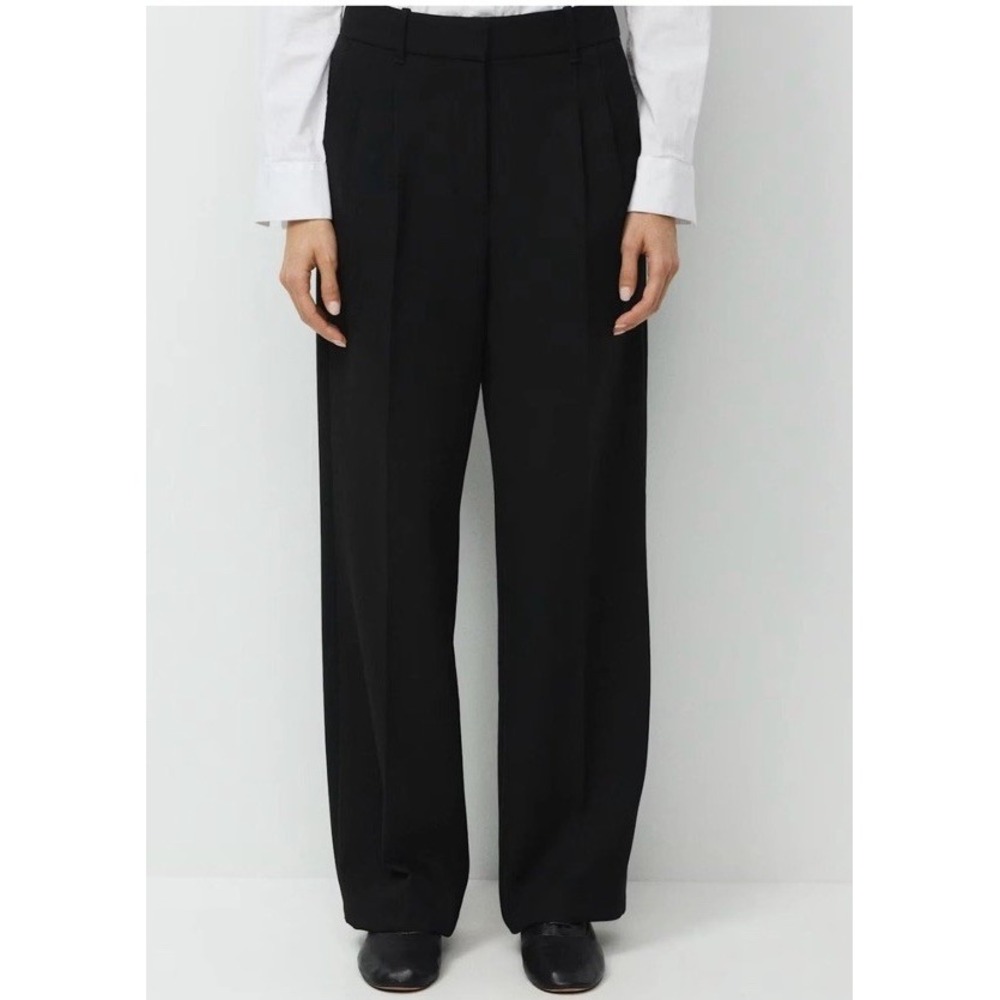 Aritzia Wilfred The Effortless Pant Black Wide Leg Trousers Sz 8 Corporate Chic